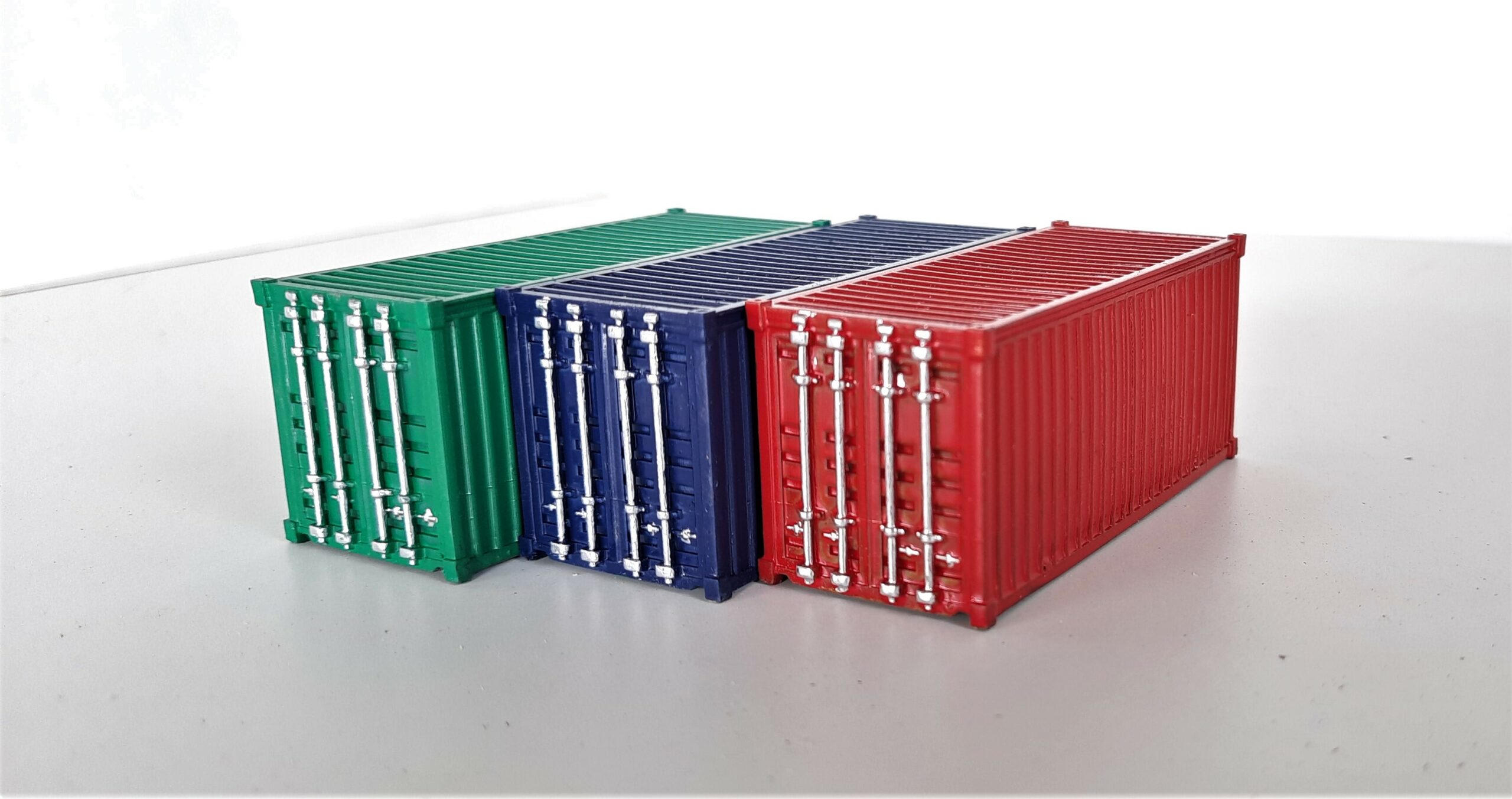 3pcs Mixed Different 20ft Freight Container HO Scale Model Train Accessories